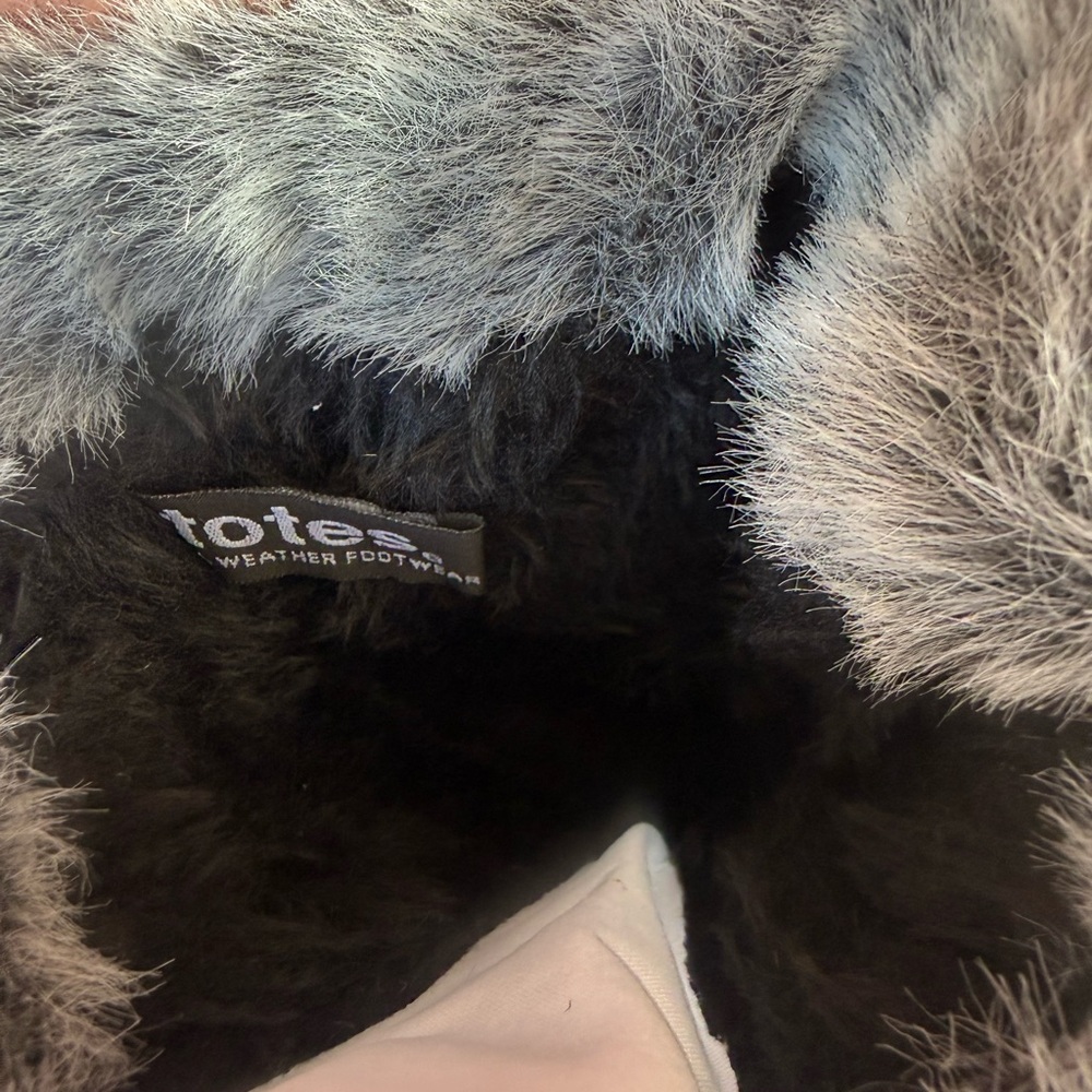 Totes Weatherproof Adele Winter Snow Boots Womens Size 10 White Black Fur Lined - Picture 10 of 16